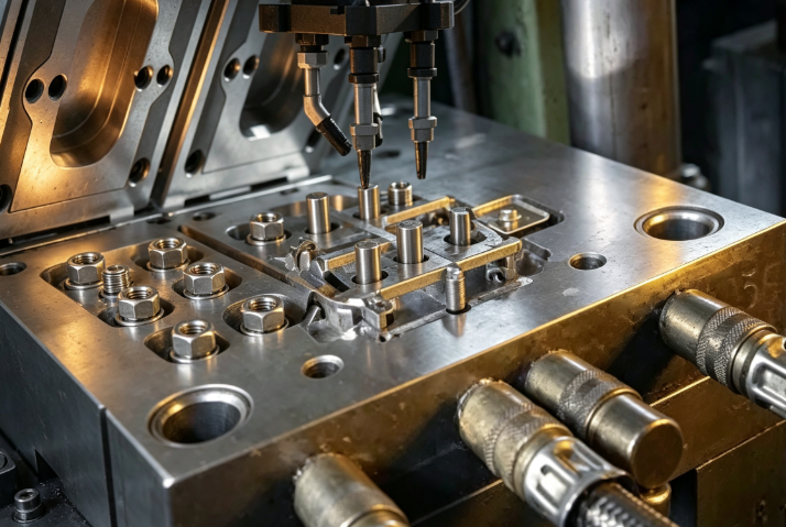Insert molding plastic components with brass threaded inserts